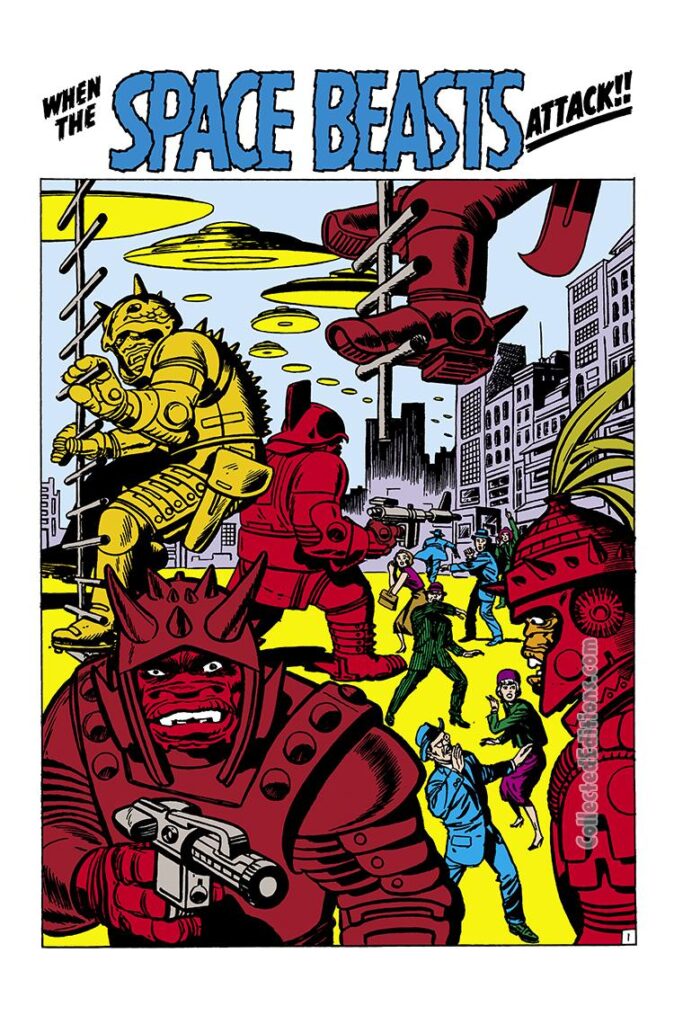 Tales to Astonish #29. "When the Space Beasts Attack!!", pg. 1. Marvel Stan Lee Jack Kirby monsters aliens sci-fi