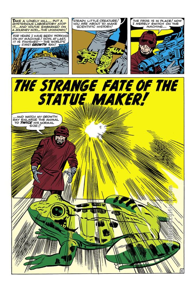 Tales to Astonish #34. "The Strange Fate of the Statue Maker!", pg. 9. Stan Lee Jack Kirby