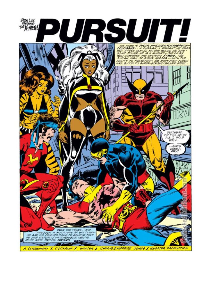 Uncanny X-Men #156, pg. 1; pencils, Dave Cockrum; death of Colossus
