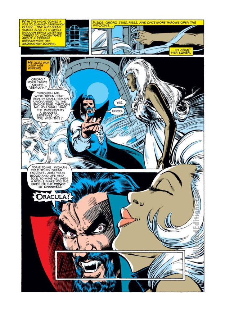 Uncanny X-Men #159, pg. 11; pencils, Bill Sienkiewicz; Storm/Count Dracula