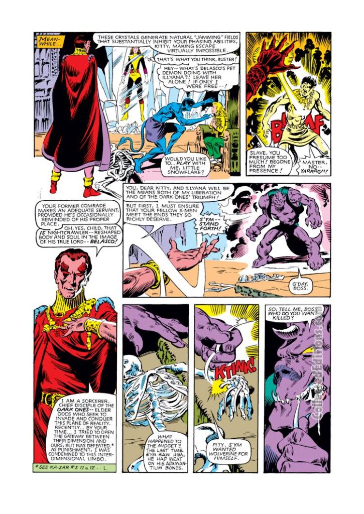 Uncanny X-Men #160, pg. 9; pencils, Brent Anderson; Magik/Illyana/Belasco/Sym