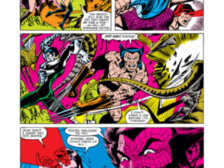 Uncanny X-Men #163, pg. 16; pencils, Dave Cockrum; Wolverine/Carol Danvers/X-Men vs. Brood