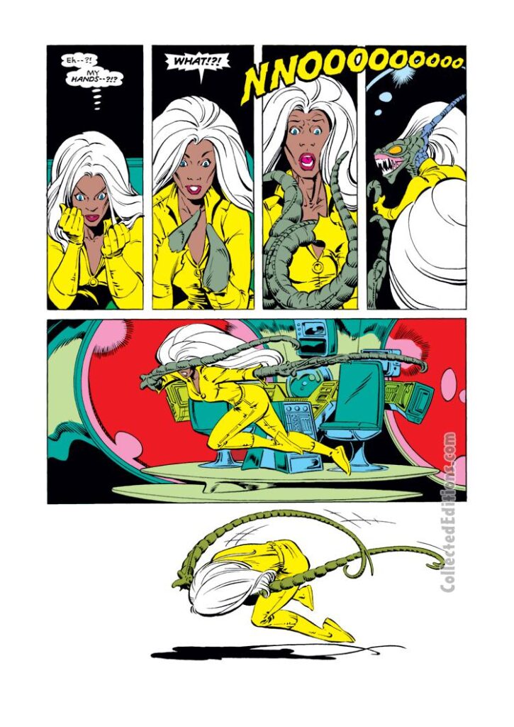 Uncanny X-Men #165, pg. 9; pencils, Paul Smith; Storm Brood transformation