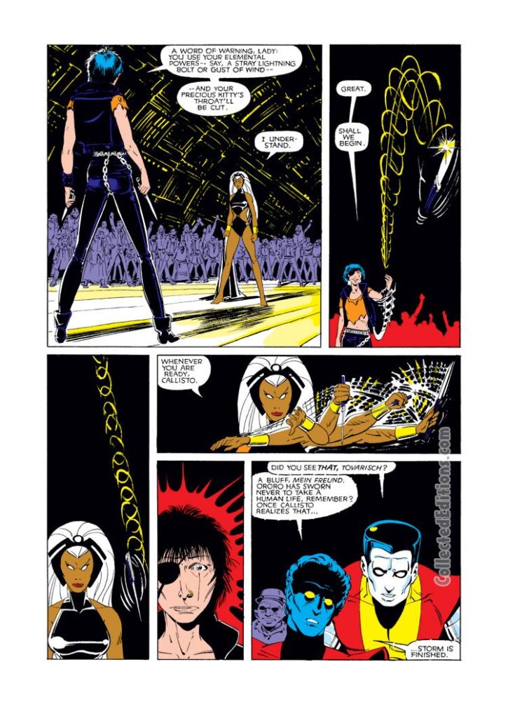 Uncanny X-Men #170, pg. 17; pencils, Paul Smith; Morlocks Callisto vs. Storm