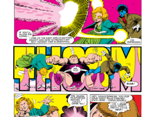 Uncanny X-Men #178, pg. 9; pencils, John Romita Jr.; inks, Bob Wiacek; Blob/Amanda Sefton/Nightcrawler