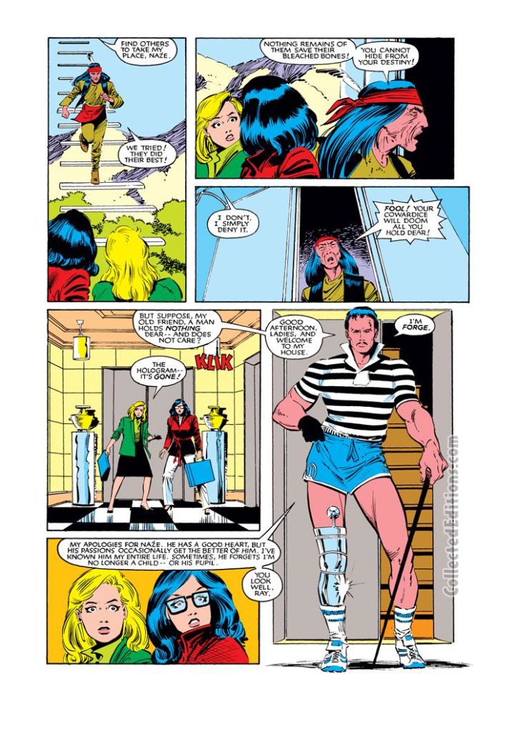 Uncanny X-Men #184, pg. 4; pencils, John Romita Jr.; inks, Dan Green; Forge
