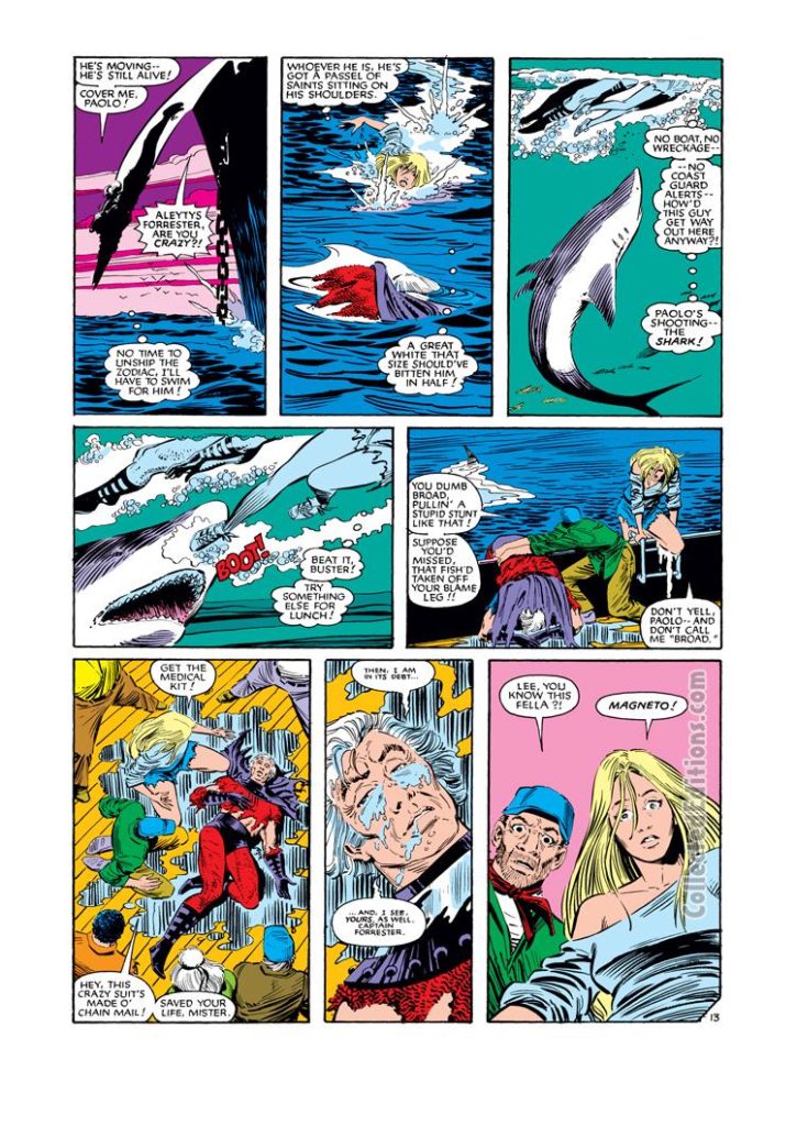 Uncanny X-Men #188, pg. 13; pencils, John Romita, Jr.; inks, Dan Green; Magneto