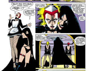 Uncanny X-Men #189, pg. 15; pencils, John Romita Jr.; inks, Steve Leialoha; Selene