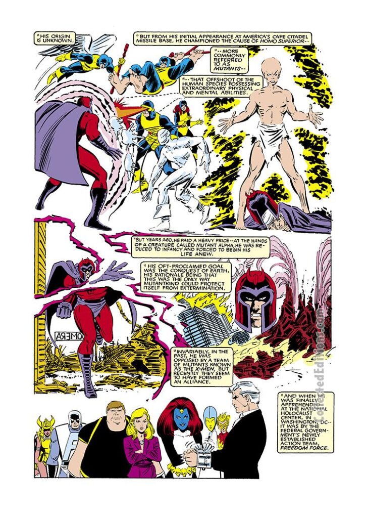 Uncanny X-Men #200, pg. 2; pencils, John Romita Jr.; inks, Dan Green; Trial of Magneto