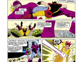 Uncanny X-Men #202, pg. 18; pencils, John Romita Jr.; inks, Al Williamson; Wolverine slashes Sentinels, Rachel Grey, Phoenix