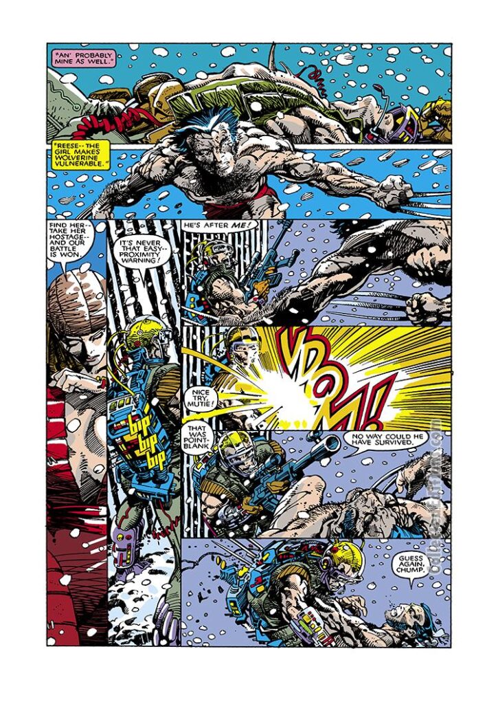 Uncanny X-Men #205, pg. 15; pencils and inks, Barry Windsor-Smith; Logan, Weapon X, solo issue, Wolverine, Lady Deathstrike first appearance, Reavers