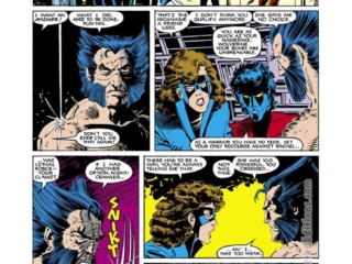 Uncanny X-Men #208, pg. 2; layouts, John Romita Jr.; pencils and inks, Dan Green; Wolverine, Kitty Pryde, Shadowcat, Nightcrawler, Morlocks, Logan, Snikt