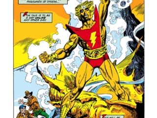 Warlock #5, pg. 3; pencils, Gil Kane; inks, Tom Sutton; The Day of the Death Birds splash page, Ron Goulart, writer; Adam Warlock