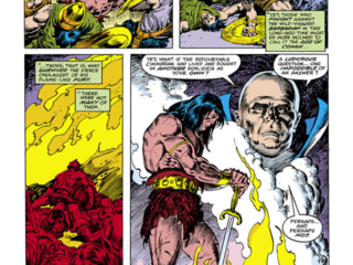 What If? #13, pg. 2; pencils, John Buscema; inks, Ernie Chan What If? #13, pg. 2; pencils, John Buscema; inks, Ernie Chan, The Watcher, Conan the Barbarian, What If Conan the Barbarian Walked the Earth of Today?, Roy Thomas, Dann Thomas