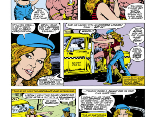 What If? #13, pg. 15; pencils, John Buscema; inks, Ernie Chan What If? #13, pg. 15; pencils, John Buscema; inks, Ernie Chan; lady cab driver, The Watcher, Conan the Barbarian, What If Conan the Barbarian Walked the Earth of Today?, Roy Thomas, Dann Thomas