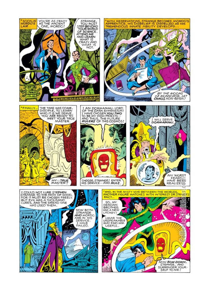 What If? #18, pg. 6; pencils, Tom Sutton; inks, Bruce Patterson; What If Doctor Strange Were a Disciple of Dormammu