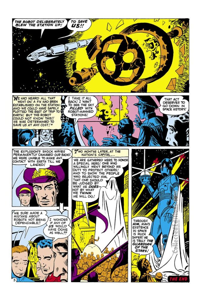 World of Fantasy #17, pg. 25; &quot;Guardian of the Stars!&quot;; Atlas Era rockets/sci-fi/outer space/Steve Ditko/Stan Lee/giant robot