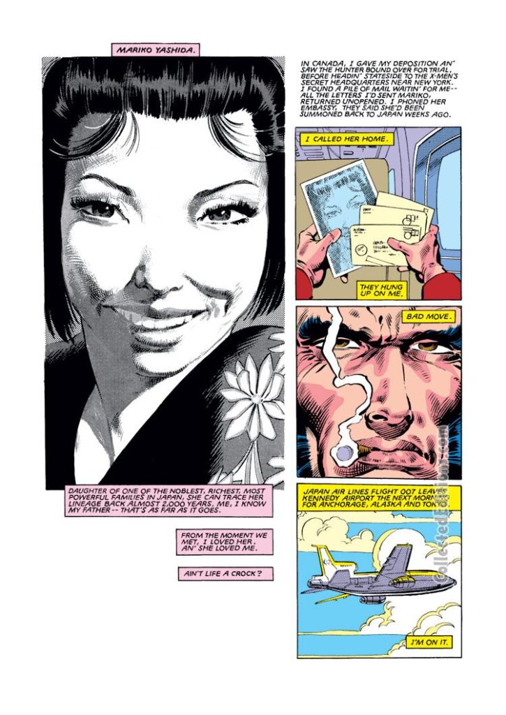 Wolverine #1, pg. 7; pencils, Frank Miller; inks, Joe Rubinstein; Mariko Yashida/Logan