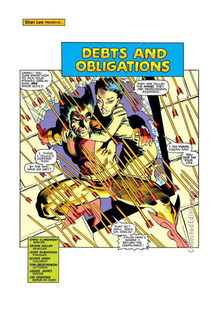 Wolverine #2, pg. 4; pencils, Frank Miller; inks, Joe Rubinstein; Logan/Yukio