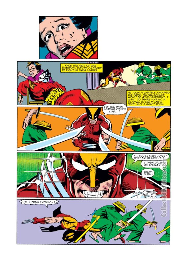 Wolverine #2, pg. 18; pencils, Frank Miller; inks, Joe Rubinstein; Logan vs. Hand