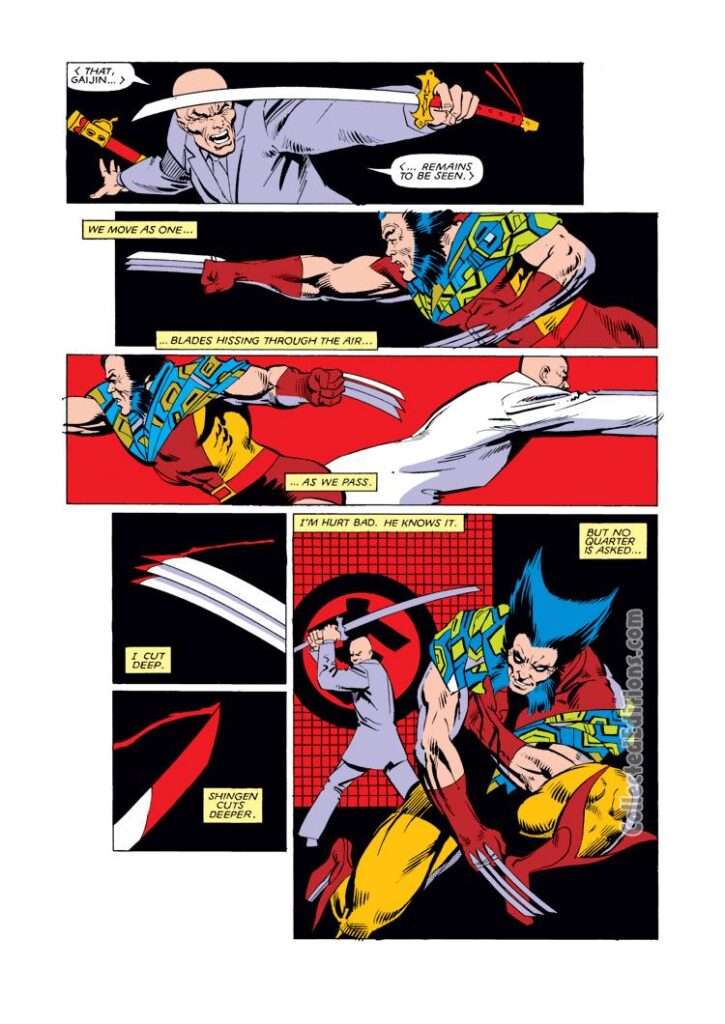 Wolverine #4, pg. 16; pencils, Frank Miller; inks, Joe Rubinstein