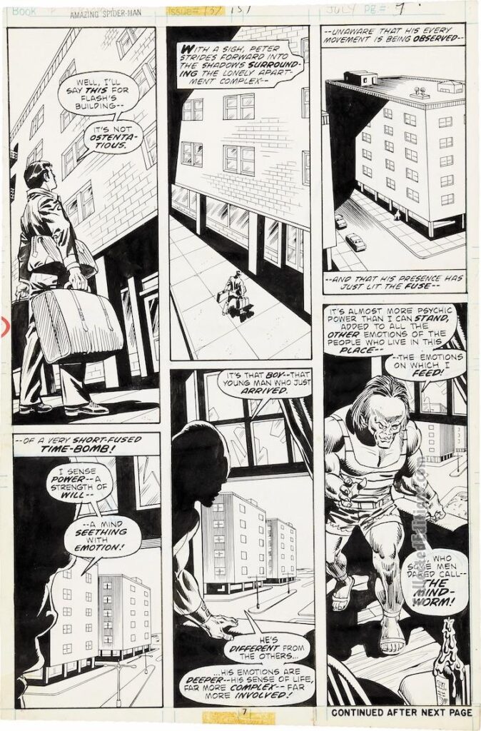 Amazing Spider-Man #138, pg. 5 original art; pencils, Ross Andru; inks, Frank Giacoia, Dave Hunt; Marvel Masterworks bonus