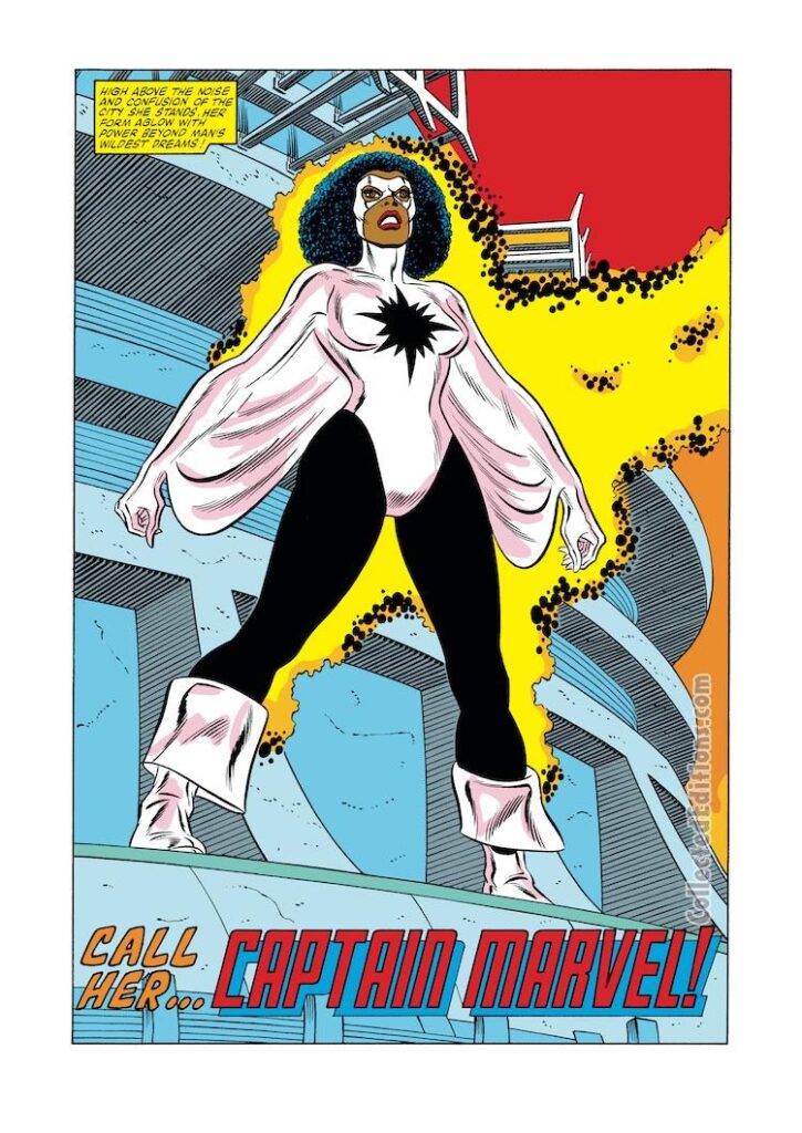 Amazing Spider-Man Annual #16, pg. 8; pencils, John Romita Jr.; inks, John Romita Sr.; Call Her Captain Marvel, Monica Rambeau, first appearance, Photon