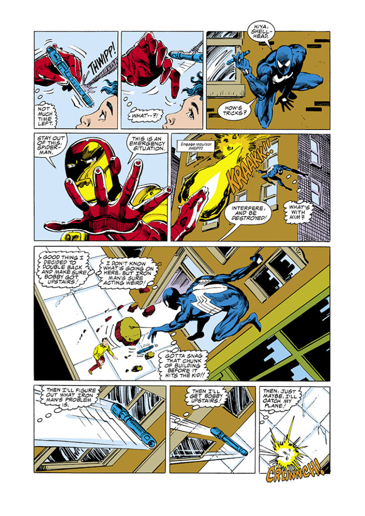 Amazing Spider-Man Annual #20, pg. 28; pencils, Mark Beachum; inks, Bob Wiacek, Iron Man 2020, Arno Stark