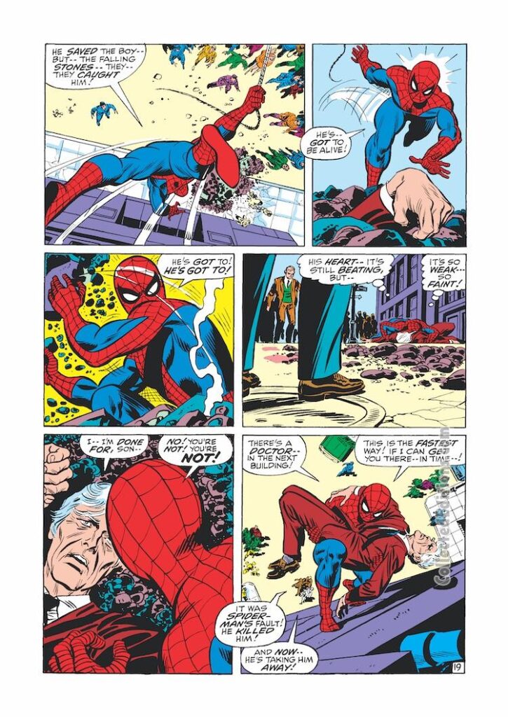 Amazing Spider-Man #90, pg. 19; pencils, Gil Kane; inks, John Romita Sr.; Doctor Octopus, Death of Captain George Stacy, Gwen Stacy