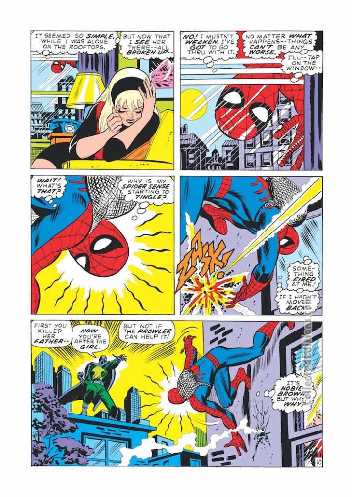 Amazing Spider-Man #93, pg. 10; pencils and inks, John Romita Sr., Gwen Stacy, Prowler