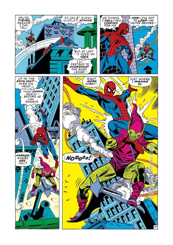 Amazing Spider-Man #98, pg. 17; pencils, Gil Kane; inks, Frank Giacoia; Green Goblin