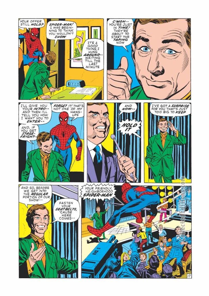 Amazing Spider-Man #99, pg. 17; pencils, Gil Kane; inks, Frank Giacoia; Johnny Carson, Ed McMahon, Doc Severinsen, The Tonight Show
