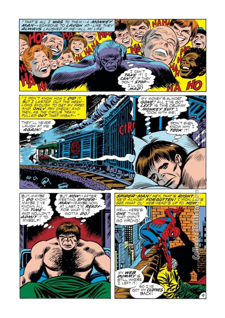 Amazing Spider-Man #110, pg. 9; pencils and inks, John Romita Sr.; first appearance, The Gibbon, Marty Blank, origin