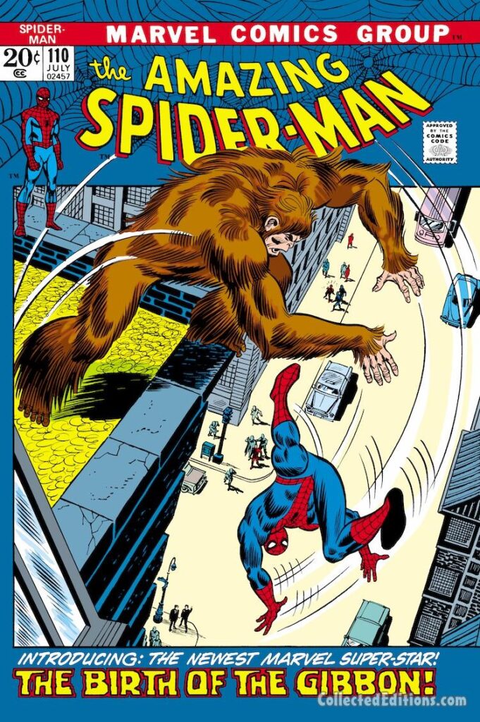 Amazing Spider-Man #110 cover; pencils, John Romita Sr.; inks, Frank Giacoia; The Birth of the Gibbon; first appearance