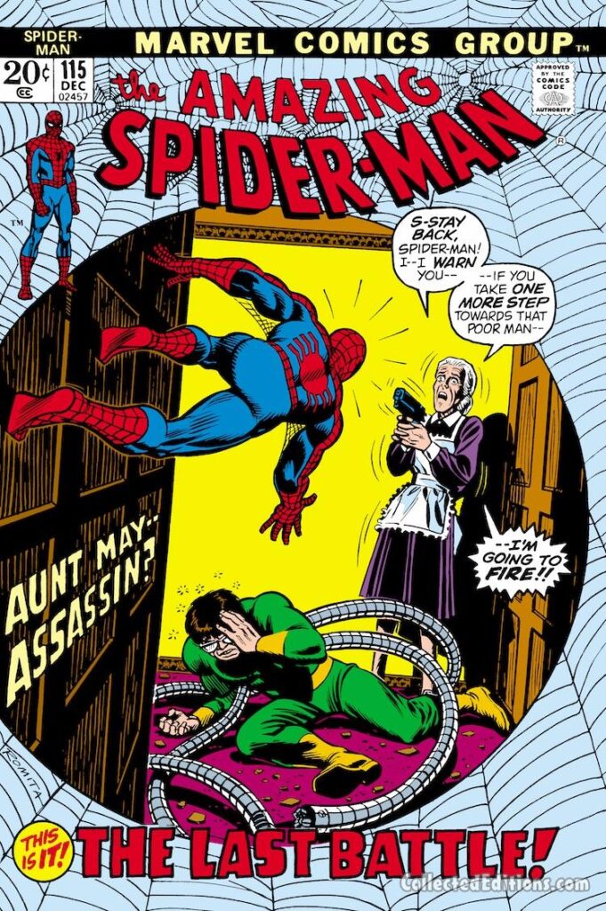 Amazing Spider-Man #115 cover; pencils and inks, John Romita Sr.; Aunt May Assassin, Doctor Octopus, the Last Battle