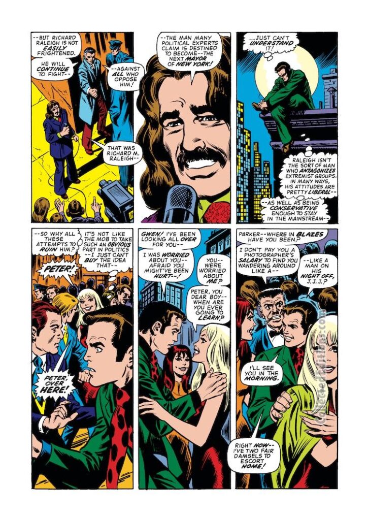 Amazing Spider-Man #117, pg. 4; pencils, John Romita Sr.; inks, Jim Mooney; art assistant, Tony Mortellaro; Richard Raleigh, Peter Parker, Gwen Stacy