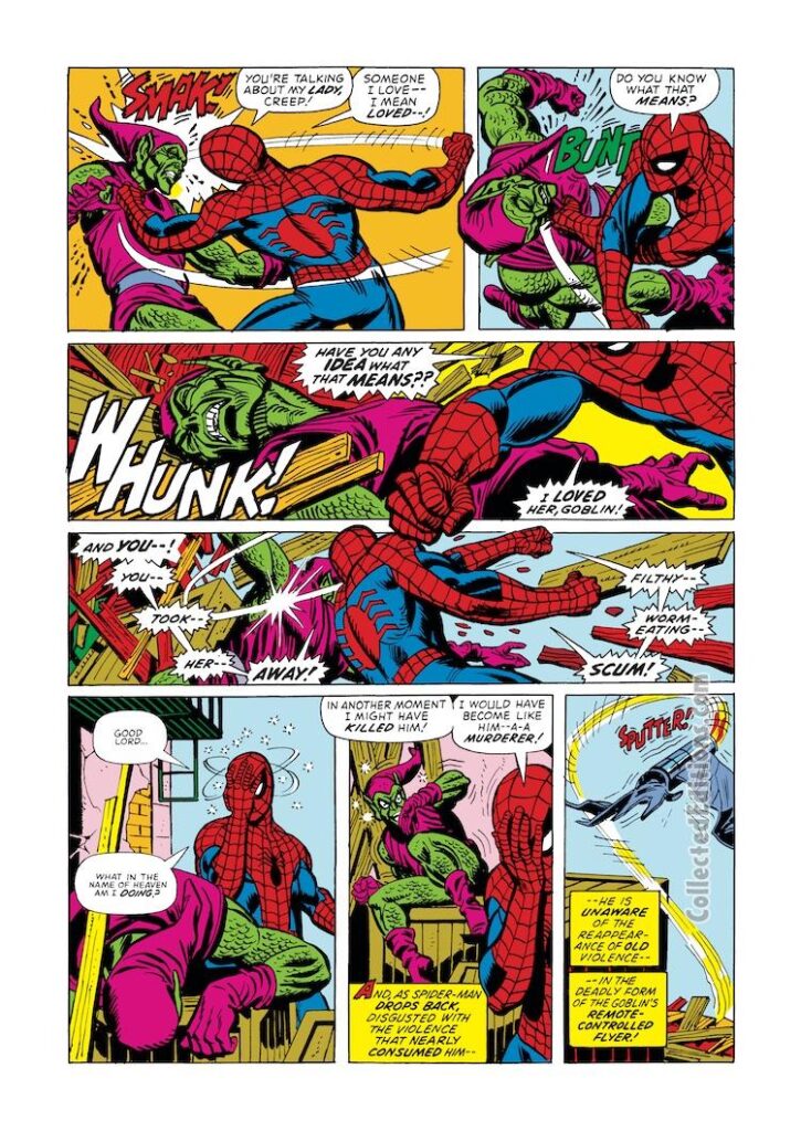 Amazing Spider-Man #122, pg. 17; pencils, Gil Kane; inks, John Romita; Green Goblin