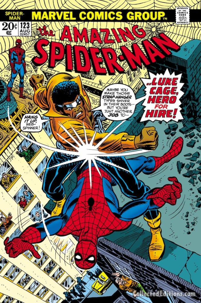 Amazing Spider-Man #123 cover; pencils and inks, John Romita Sr.; Luke Cage, Hero For Hirev