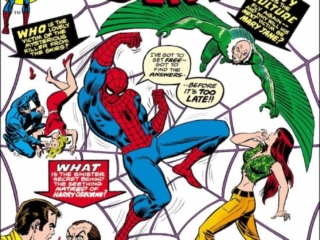 Amazing Spider-Man #127 cover; pencils and inks, John Romita Sr.; Vulture, Mary Jane Watson, Harry Osborn, Dark Wings of DeathAmazing Spider-Man #127 cover; pencils and inks, John Romita Sr.; Vulture, Mary Jane Watson, Harry Osborn, Dark Wings of Death