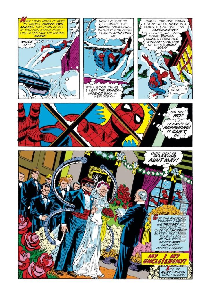 Amazing Spider-Man #130, pg. 19; pencils, Ross Andru; inks, Frank Giacoia, Dave Hunt; Wedding of Doctor Octopus, Aunt May Parker, Otto Octavius, My Uncle is My Enemy