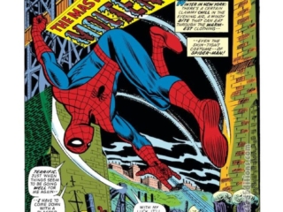 Amazing Spider-Man #132, pg. 1; pencils, John Romita Sr.; inks, Paul Reinman; Master Plan of the Molten Man, Gerry Conway, splash page