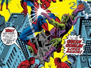 Amazing Spider-Man #136 cover; pencils and inks, John Romita Sr.; Green Goblin Lives Again, Harry Osborn, Peter Parker