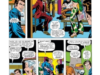 Amazing Spider-Man #137, pg. 5; pencils, Ross Andru; inks, Frank Giacoia, Dave Hunt; Liz Allen, Robbie Robertson, Flash Thompson, Jonah Jameson, Daily Bugle, Aunt May Parker