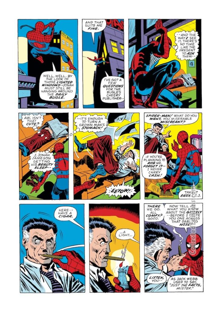 Amazing Spider-Man #140, pg. 9; pencils, Ross Andru; inks, Frank Giacoia, Dave Hunt; Jonah Jameson, cigar