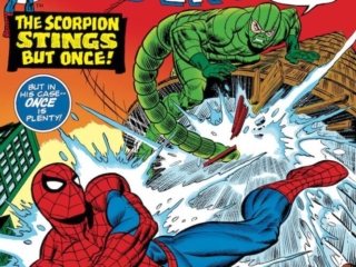 Amazing Spider-Man #145 cover; pencils, Gil Kane; inks, John Romita Sr. Amazing Spider-Man #145 cover; pencils, Gil Kane; inks, John Romita Sr.; Scorpion Stings But Once, Mac Gargan, water tower,