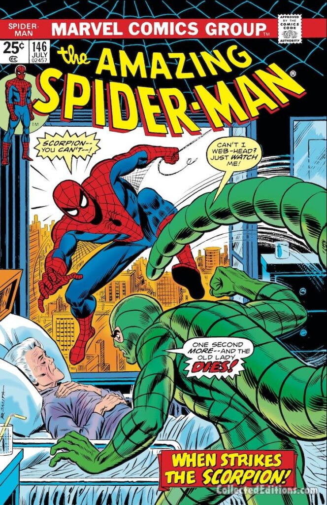 Amazing Spider-Man #146 cover; pencils and inks, John Romita Sr.; When Strikes The Scorpion, Aunt May Parker