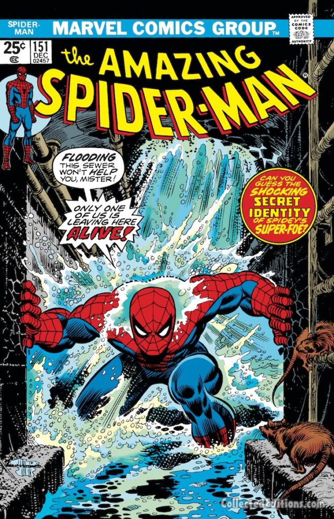 Amazing Spider-Man #151 cover; pencils and inks, John Romita Sr.; Underground sewer