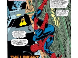 Amazing Spider-Man #153, pg. 1; pencils, Ross Andru; inks, Mike Esposito Amazing Spider-Man #153, pg. 1; pencils, Ross Andru; inks, Mike Esposito; The Longest Hundred Yards, Len Wein, splash page