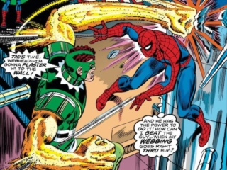 Amazing Spider-Man #154 cover; pencils, Gil Kane; inks, John Romita Sr. Amazing Spider-Man #154 cover; pencils, Gil Kane; inks, John Romita Sr.; Sandman Always Strikes Twice