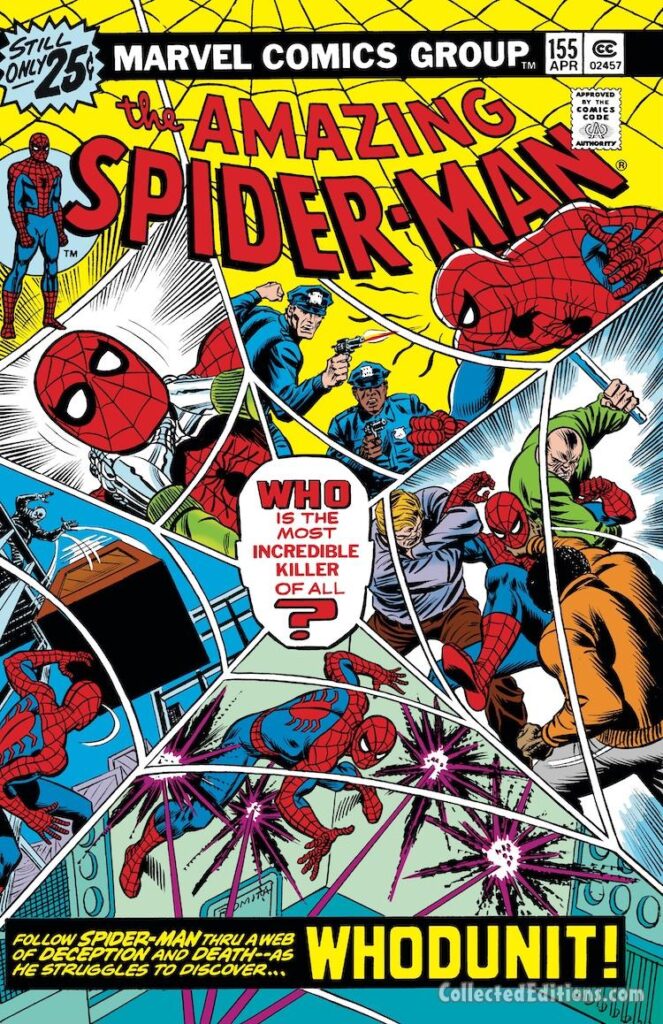 Amazing Spider-Man #155 cover; pencils and inks, John Romita Sr.; Whodunit